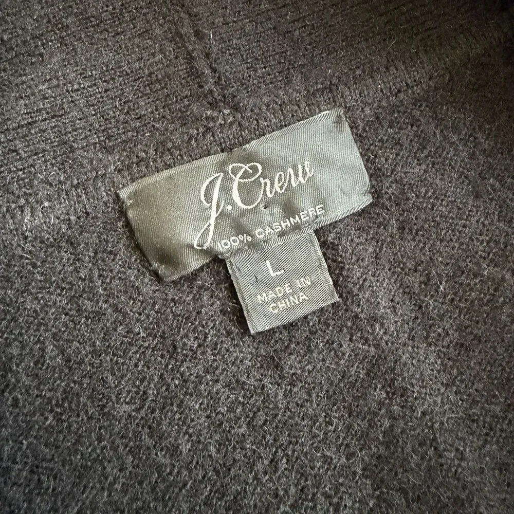 J. Crew Everyday 100% Cashmere Tie Neck Sweater in Black Size LARGE Womens
